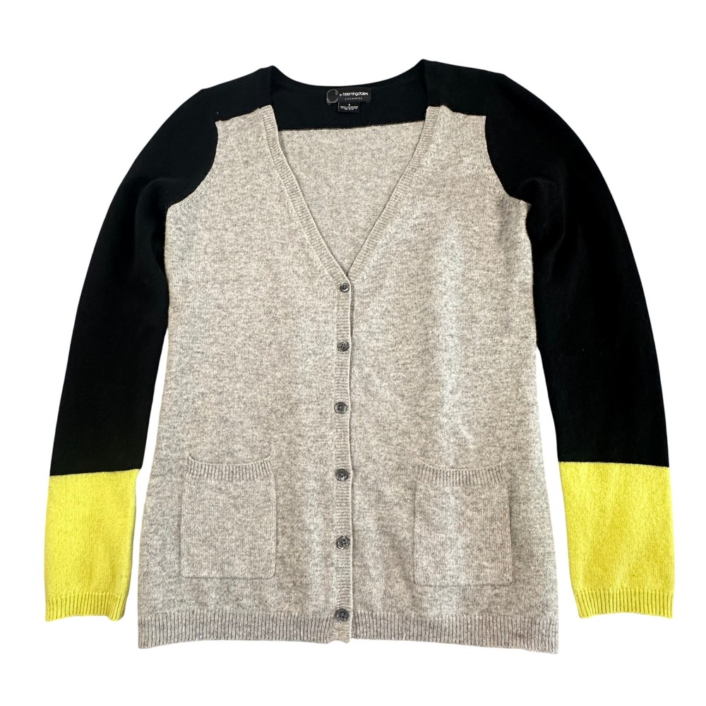 C by Bloomingdale's 100% Cashmere Color Block Cardigan Luxury Knit‎